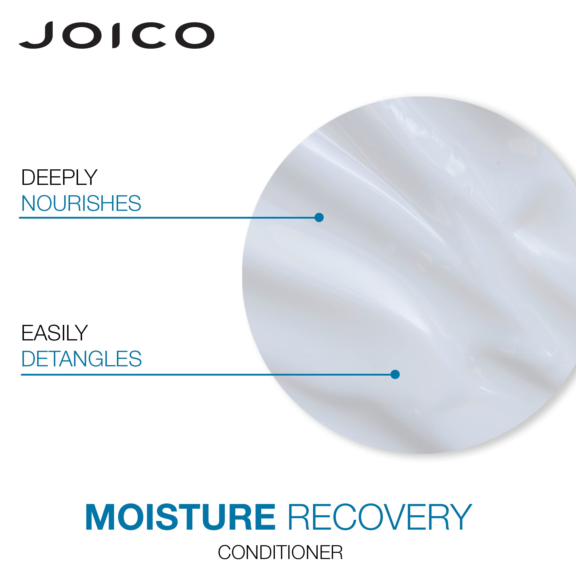 Joico Moisture Recovery after-wash shine and elasticity reveal on coarse hair.