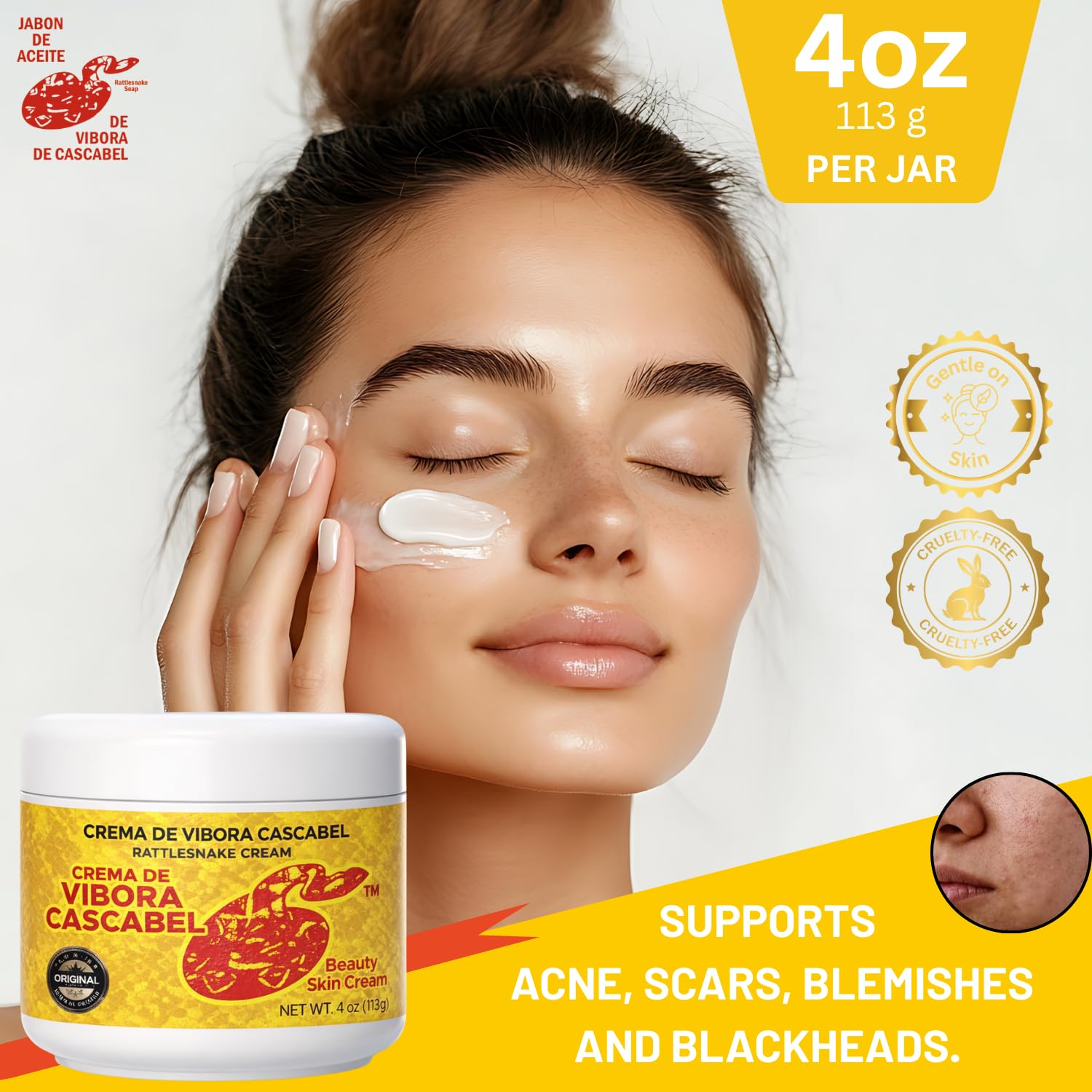 Rattlesnake Venom Cream with jojoba oil provides gentle hand moisture.