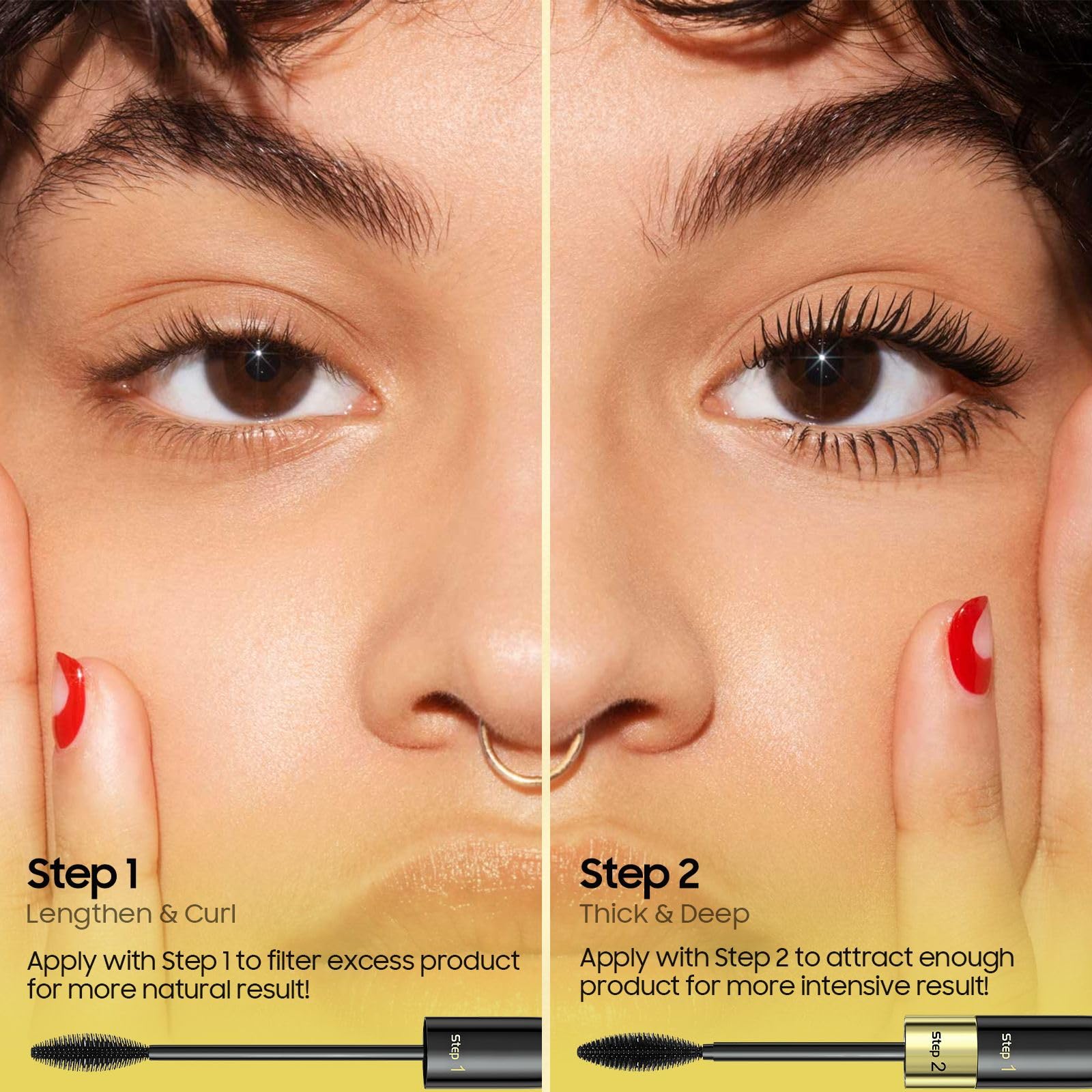 Jokmbzry Mascara 4D fiber for dramatic volume and separation.