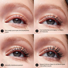 Jokmbzry Mascara defines eye contour for a dimensional look.