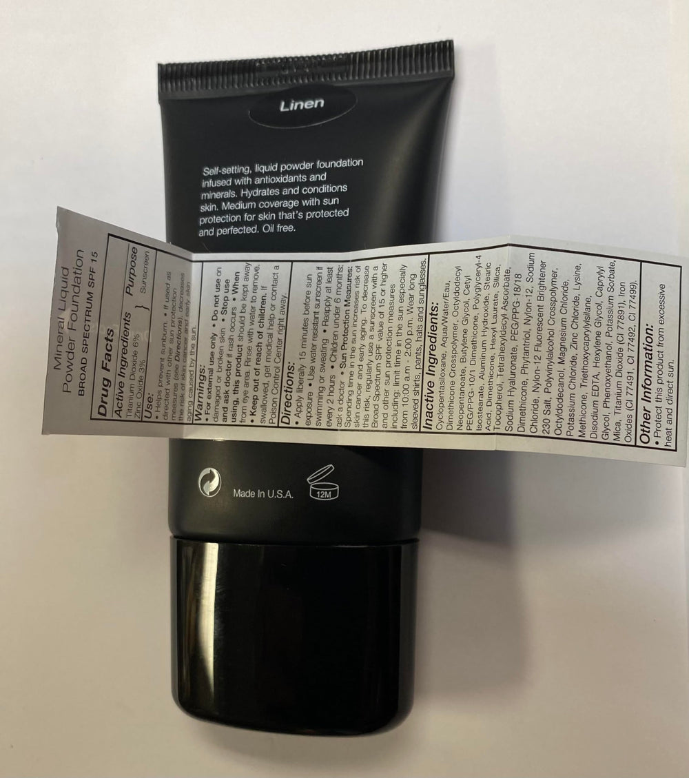 Jolie Mineral Liquid Powder Foundation SPF 15 contains Vitamin A for conditioning skin.