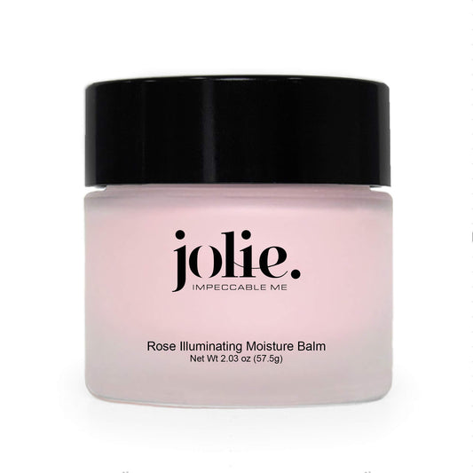 Jolie Rose Face Balm texture melting into skin for dewy radiance.