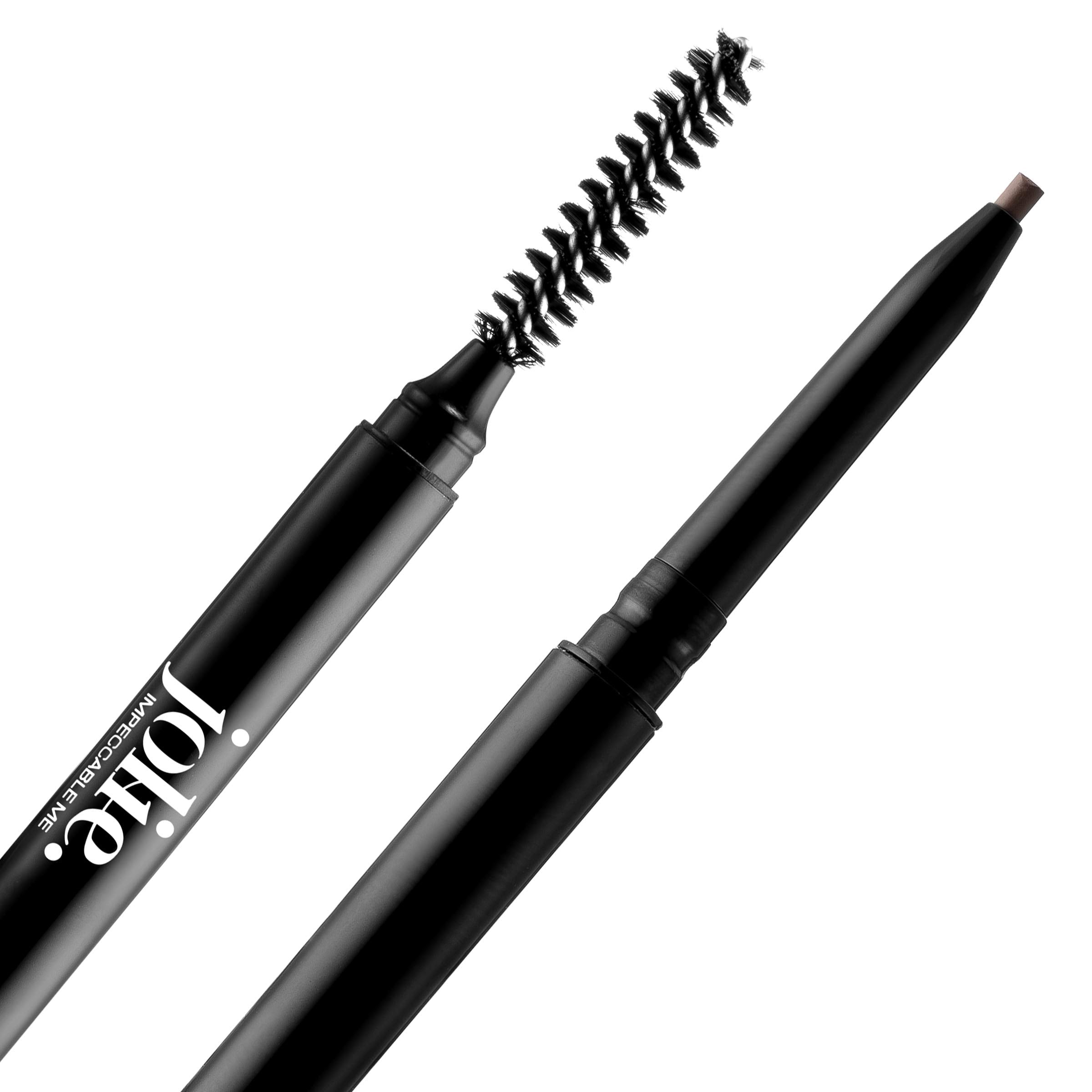Jolie brow pencil built-in brush in action, blending brows effortlessly.
