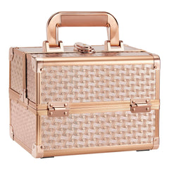 Joligrace beauty makeup train case rose gold on-the-go organization.