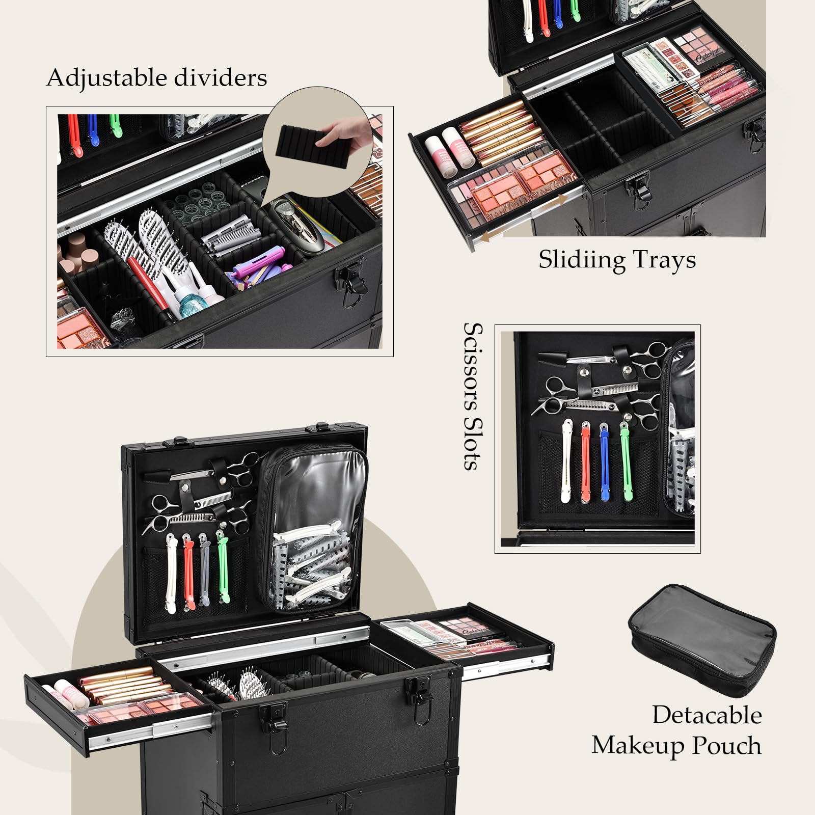 Joligrace lid with scissor slots and detachable pouch for tools and accessories.