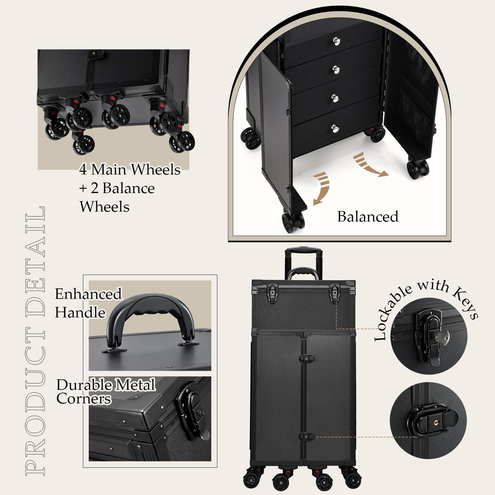 Joligrace main case dimensions 28 by 11.8 by 15.7 inches for precise planning.