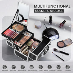 Joligrace portable lockable makeup organizer with secure travel handle