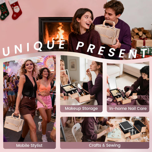 Joligrace travel makeup box with mirror for quick on-the-spot checks.