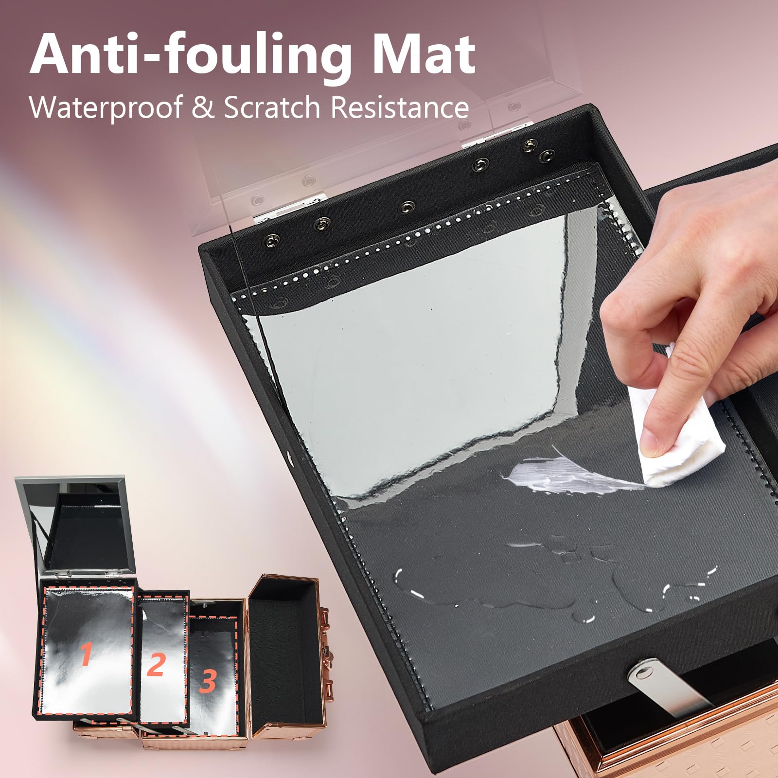 Joligrace waterproof rose gold surface protects contents from moisture.