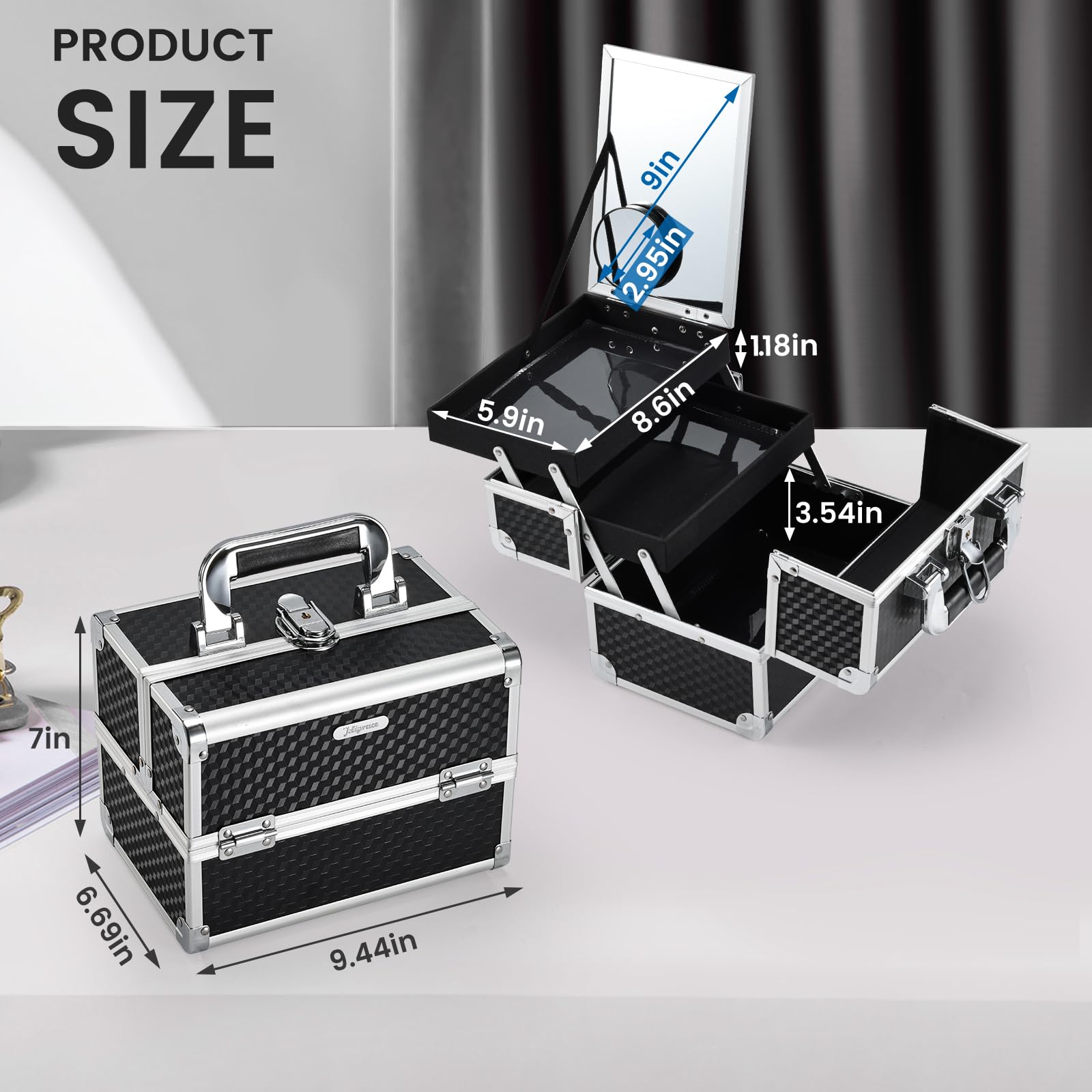 Joligrace waterproof surface makeup box protects cosmetics outdoors