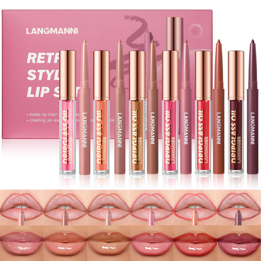 Jolilab Matte Lip Liner Lip Oil Set with 12 colors for defined lips