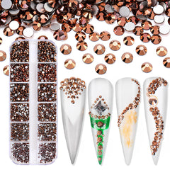 Jollin flatback rhinestones glass collection with six sizes for nail art and DIY crafts.