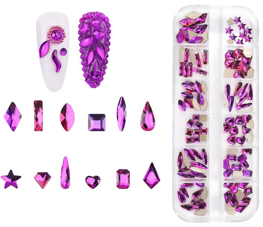 Jollin rhinestones box with 120pcs flatback gems for nail art sparkle