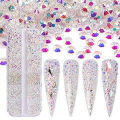 Jollin rhinestones flatback glass box with six sizes for sparkling nail art ideas