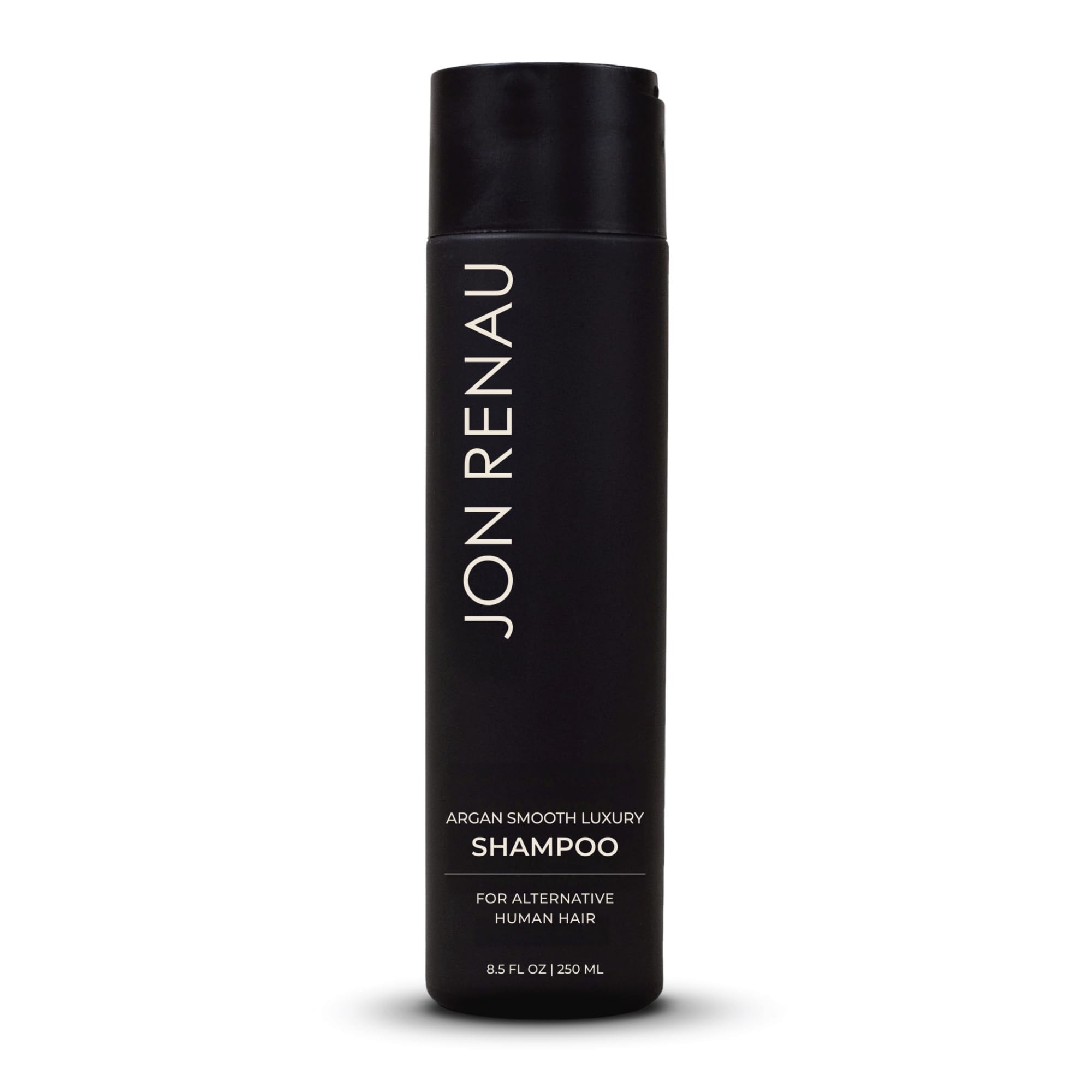 Jon Renau Argan Smooth Luxury Shampoo bottle highlighting the hydrating formula for wigs