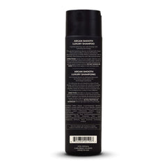 Wig-care routine scene with Argan Smooth Shampoo for moisture and movement