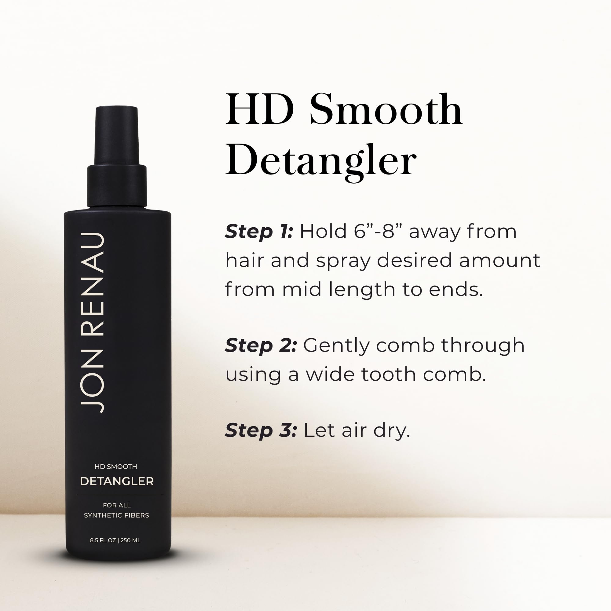 Jon Renau HD Smooth Detangler on a wig demonstrating easy glide through synthetic fibers
