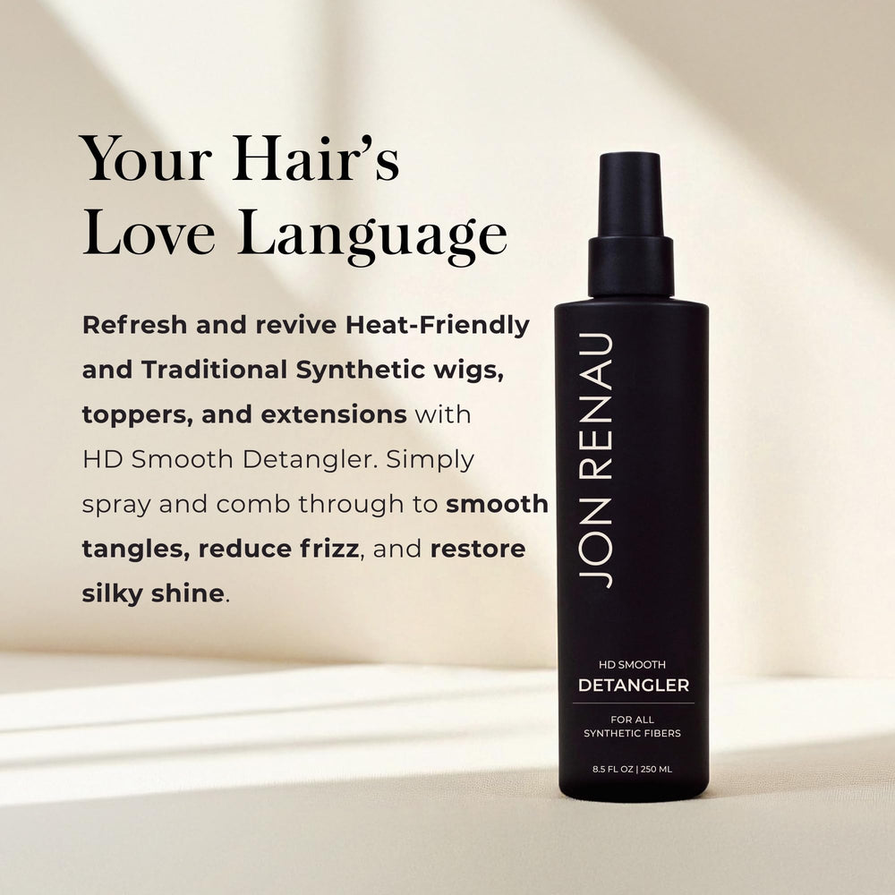 Jon Renau HD Smooth Detangler spray nozzle illustrating even application for frizz reduction