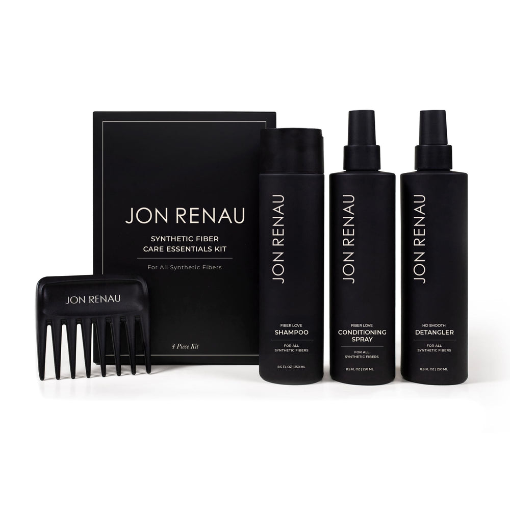 Jon Renau synthetic shampoo bottle refreshes wigs and extensions gently.