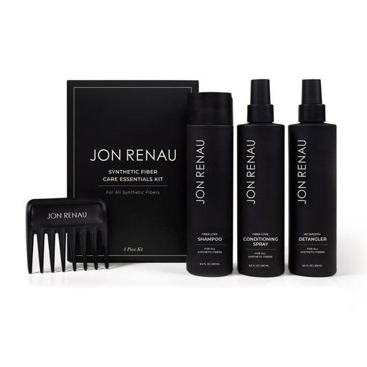 Jon Renau synthetic shampoo bottle refreshes wigs and extensions gently.