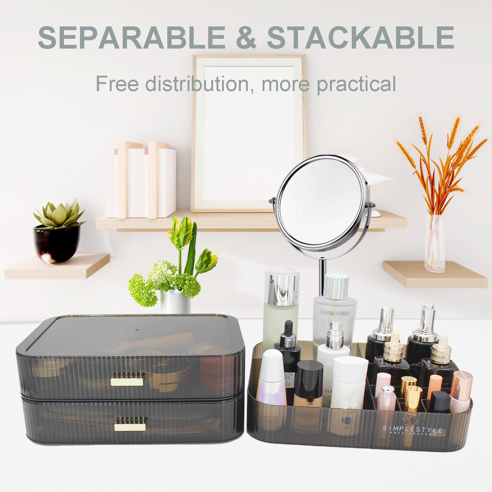 JONKASIPA makeup organizer stackable drawers maximize space and organization