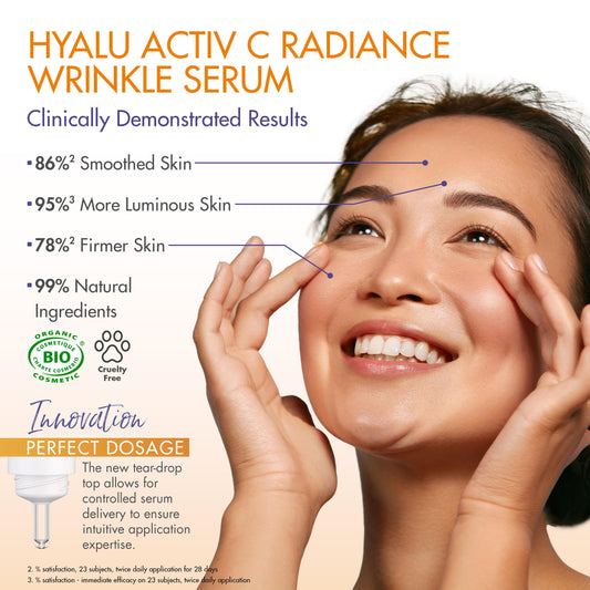 Close-up of Hyalu Activ C Serum texture showing smooth, hydrating formula.
