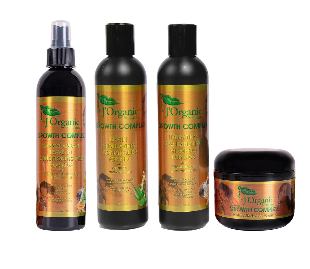 J'Organic Solutions kids curl shampoo bottle for gentle cleansing and detangling.