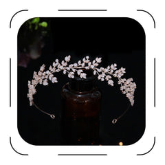Jorsnovs rose gold tiara close-up with CZ crystals for bridal sparkle