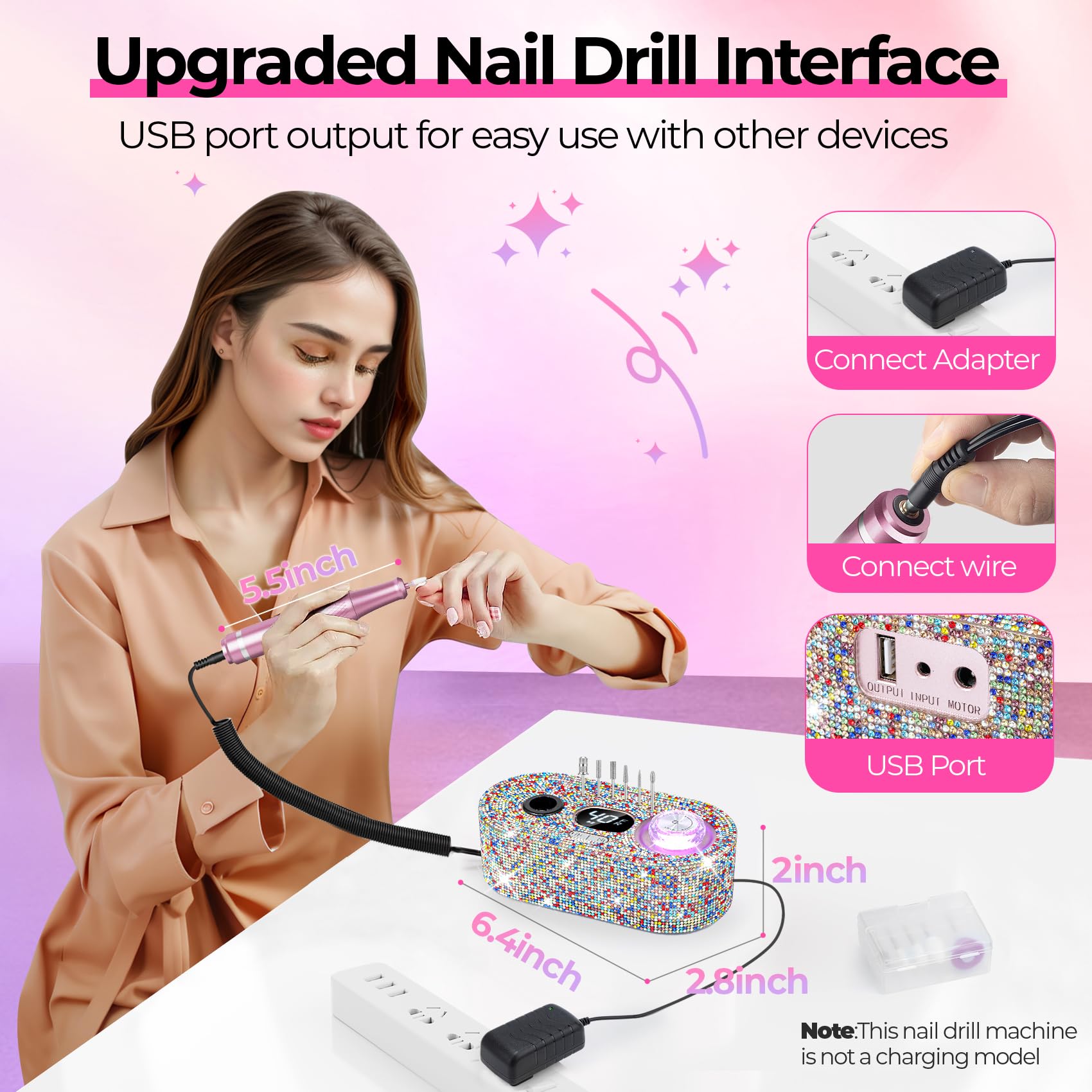 JOSGLOI USB port allows quick phone charging at workstation.