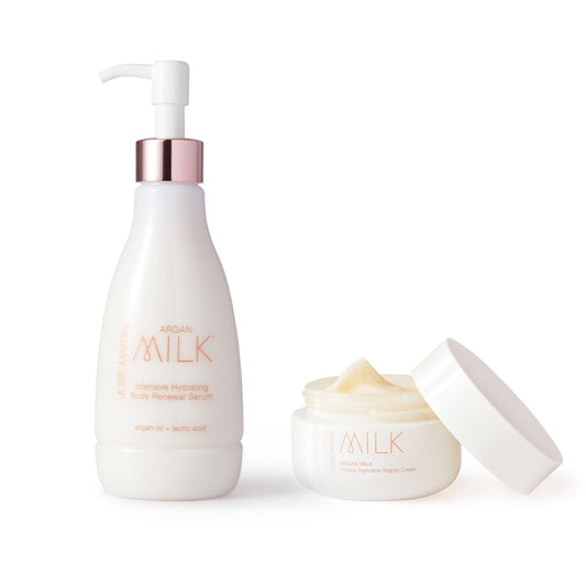Josie Maran Argan Milk Body Serum pump bottle for deep hydration