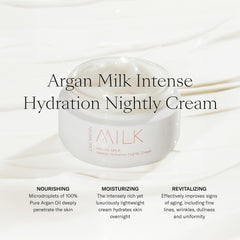 Josie Maran Argan Milk Night Cream jar with overnight nourishment