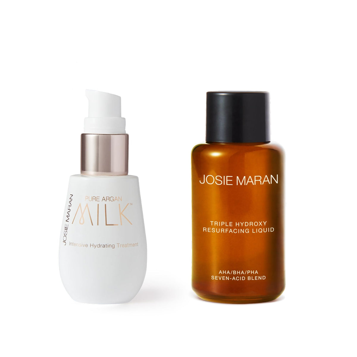 Josie Maran Pure Argan Milk Serum bottle for hydration and skin barrier support.