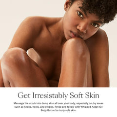 Ingredients of Josie Maran Sugar Body Scrub in a bowl: argan, coconut oil, shea butter