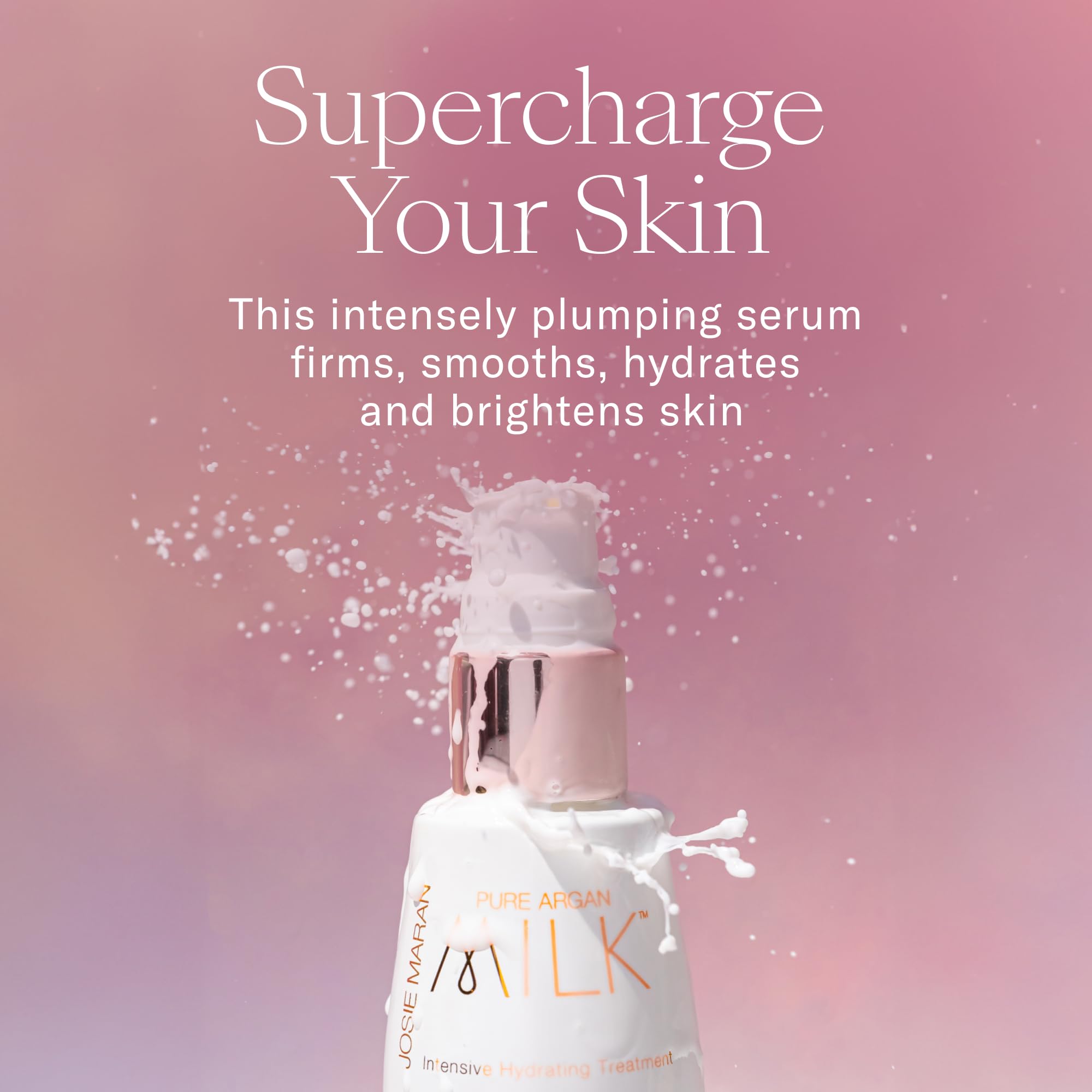 Josie Maran Triple Hydroxy toner bottle emphasizing exfoliation for smoother skin texture.