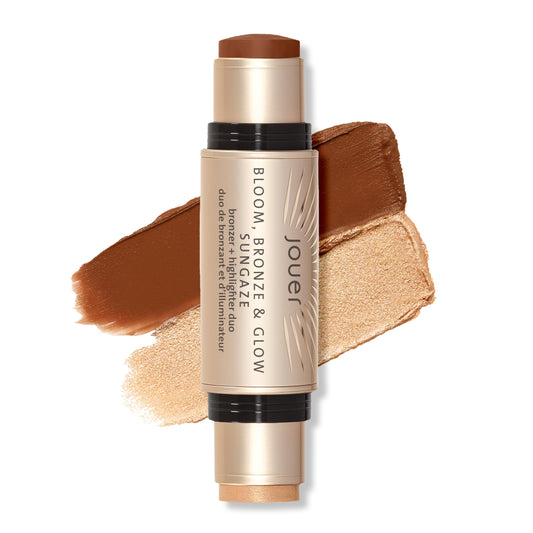 Jouer Bloom packaging shows the bronze and glow stick for on-the-go touch ups
