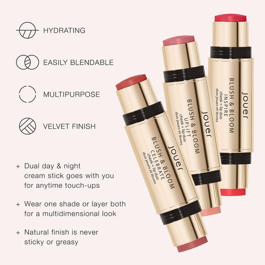 Jouer Blush & Bloom lip-rose-tint adds soft, wearable color to lips