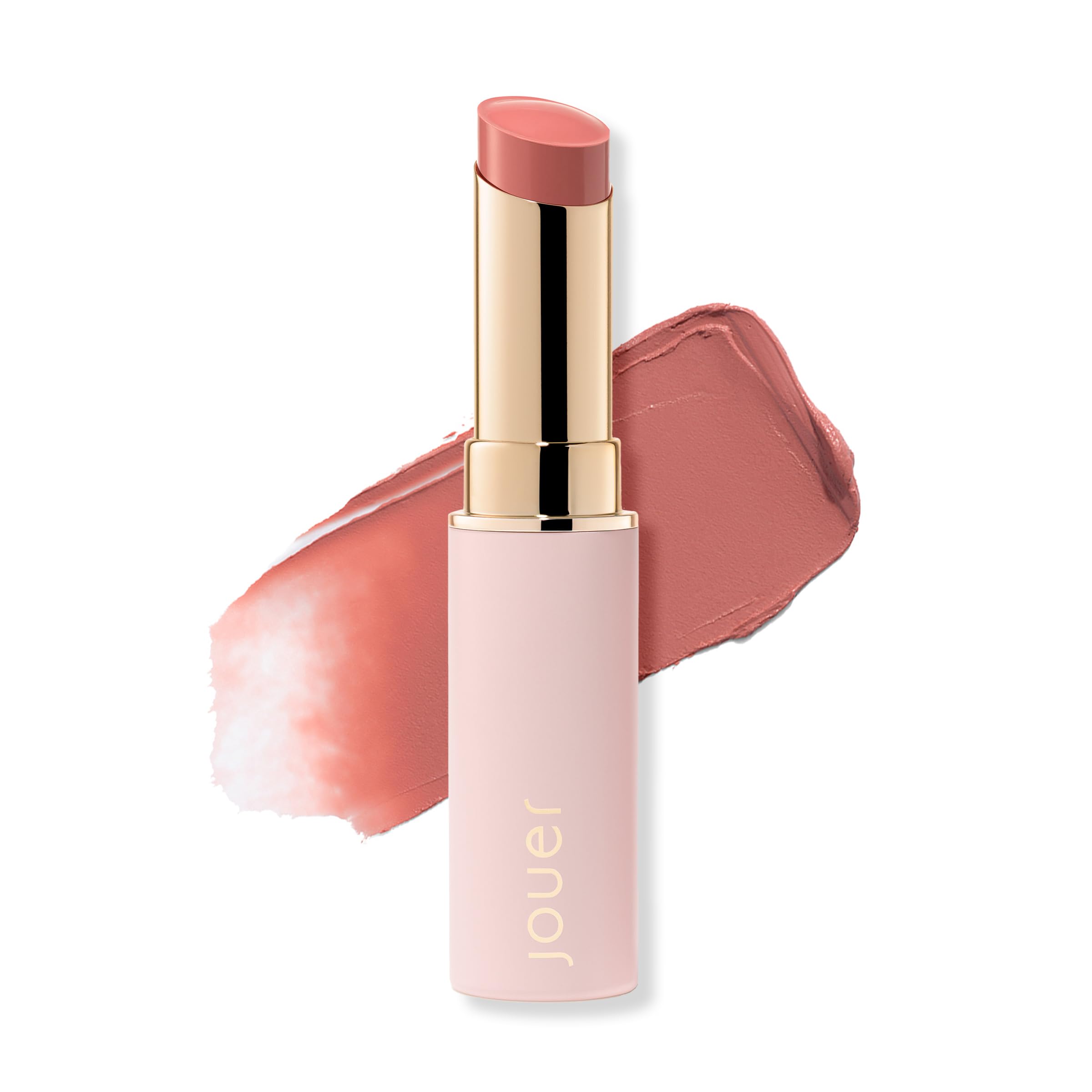 Jouer Demi-Matte Lip Balm berry tone closeup shows rich hydration and color.
