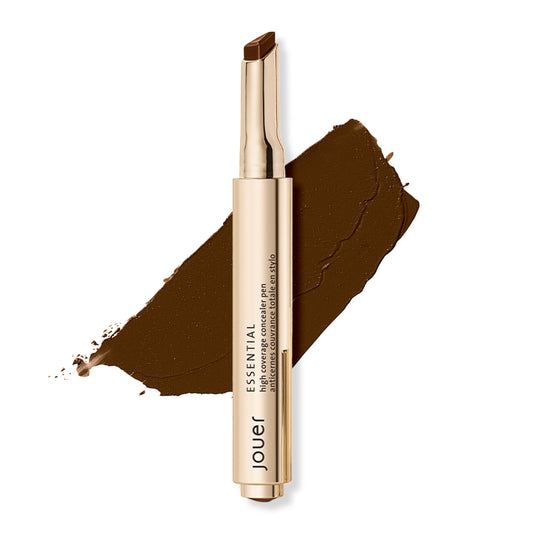 Jouer Essential High Coverage Concealer Pen under-eye for brightening and concealing dark circles.