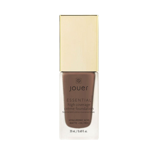 Jouer Essential High Coverage Creme Foundation bottle ready for application