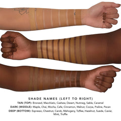 Jouer Foundation shade range swatches displaying 50 tones for all skin tones