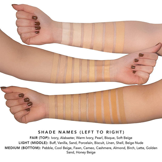 Jouer swatches display 50 shades for all skin tones to find your match.