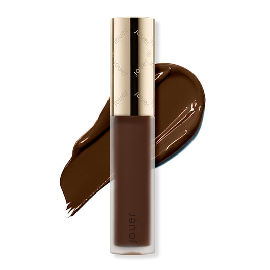 Jouer Essential High Coverage Concealer Ebony bottle close-up showing luxurious formula for brightening
