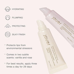 Jouer lip enhancer ingredients jojoba oil and shea butter for lasting moisture.