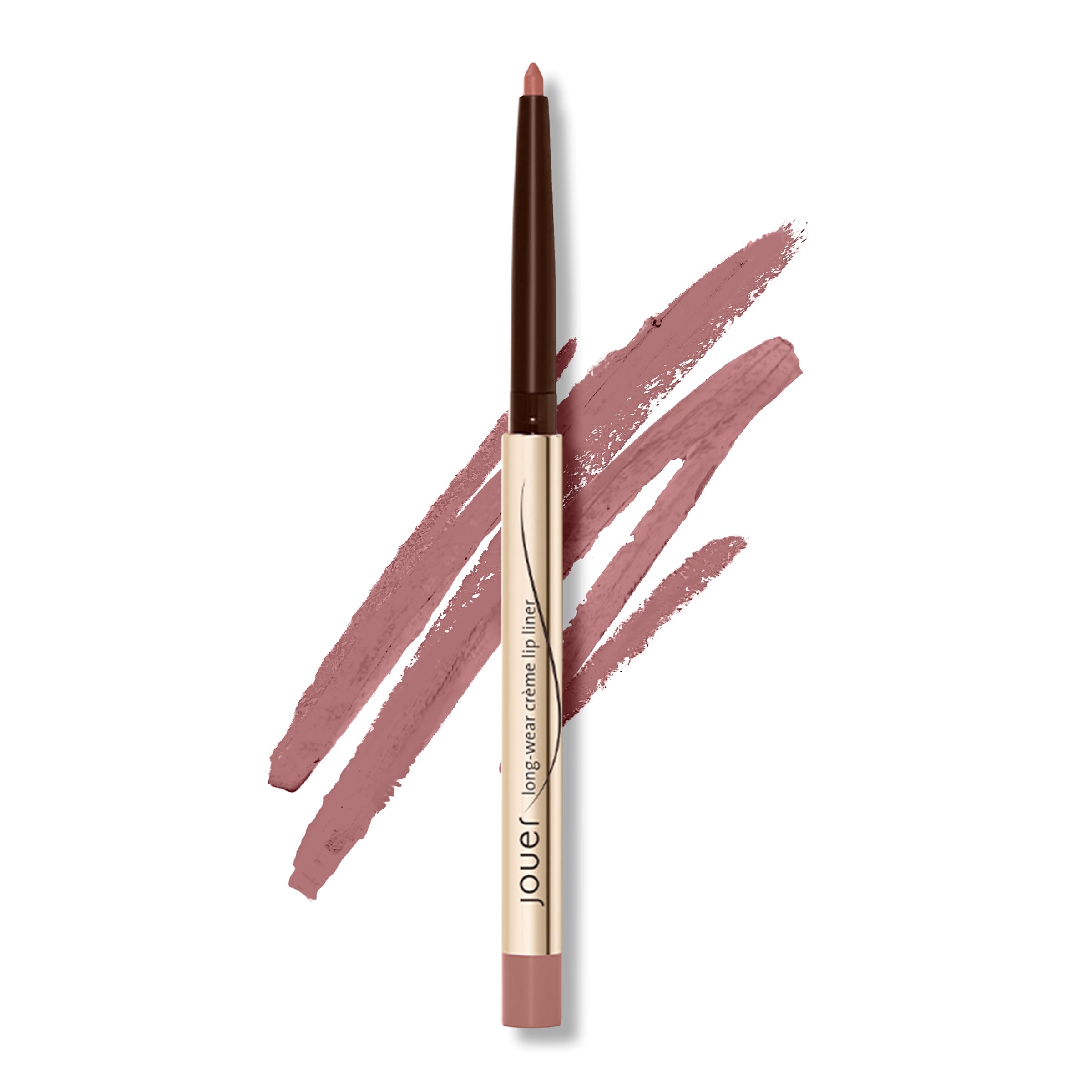 Jouer Long-Wear Lip Liner metallic pigment closeup shows rich color and smooth glide