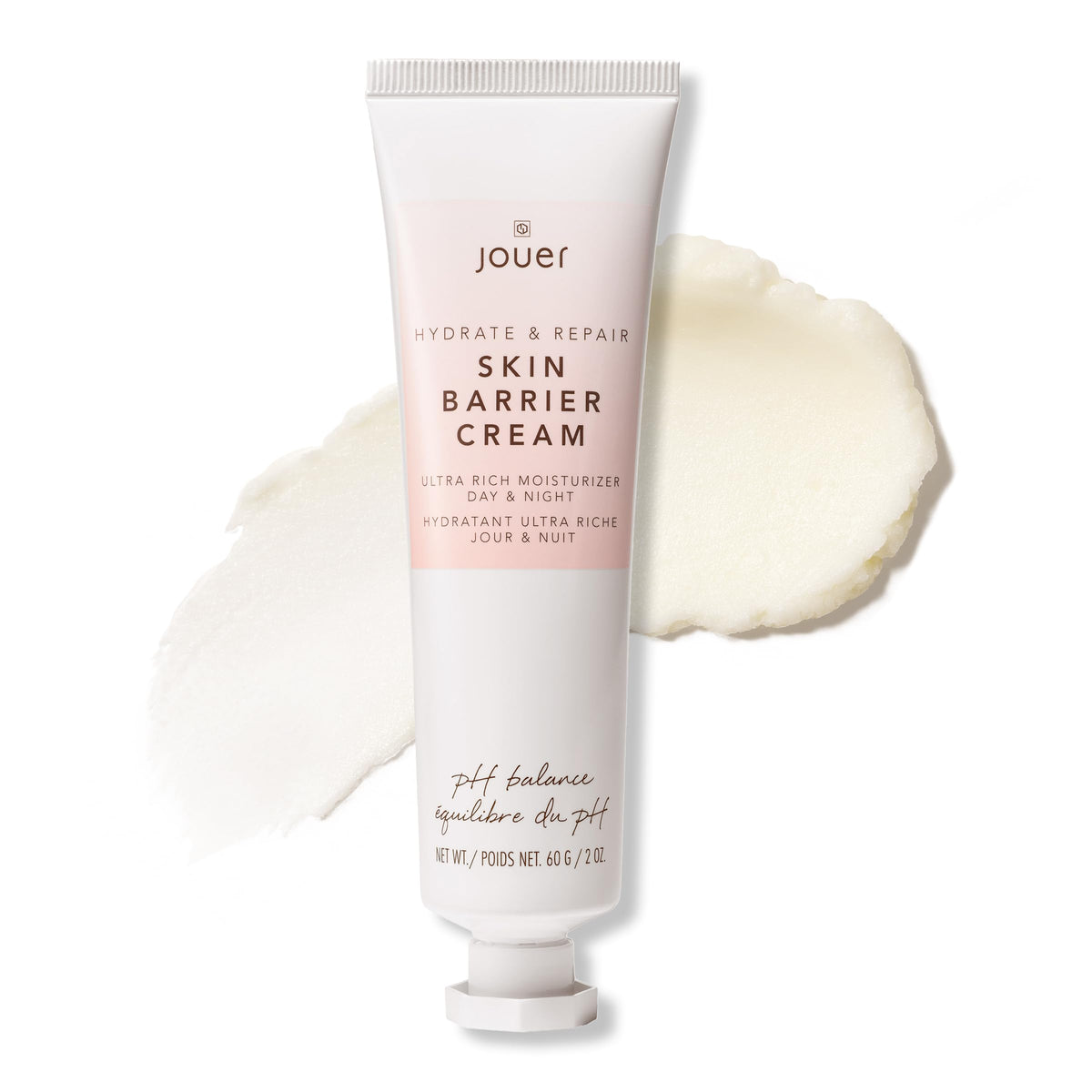 Jouer Skin Barrier Cream jar showing rich, fragrance-free formula for hydrated, healthy-looking skin.