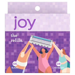 Joy refills ready to be clicked into a JOY handle for simple replacement