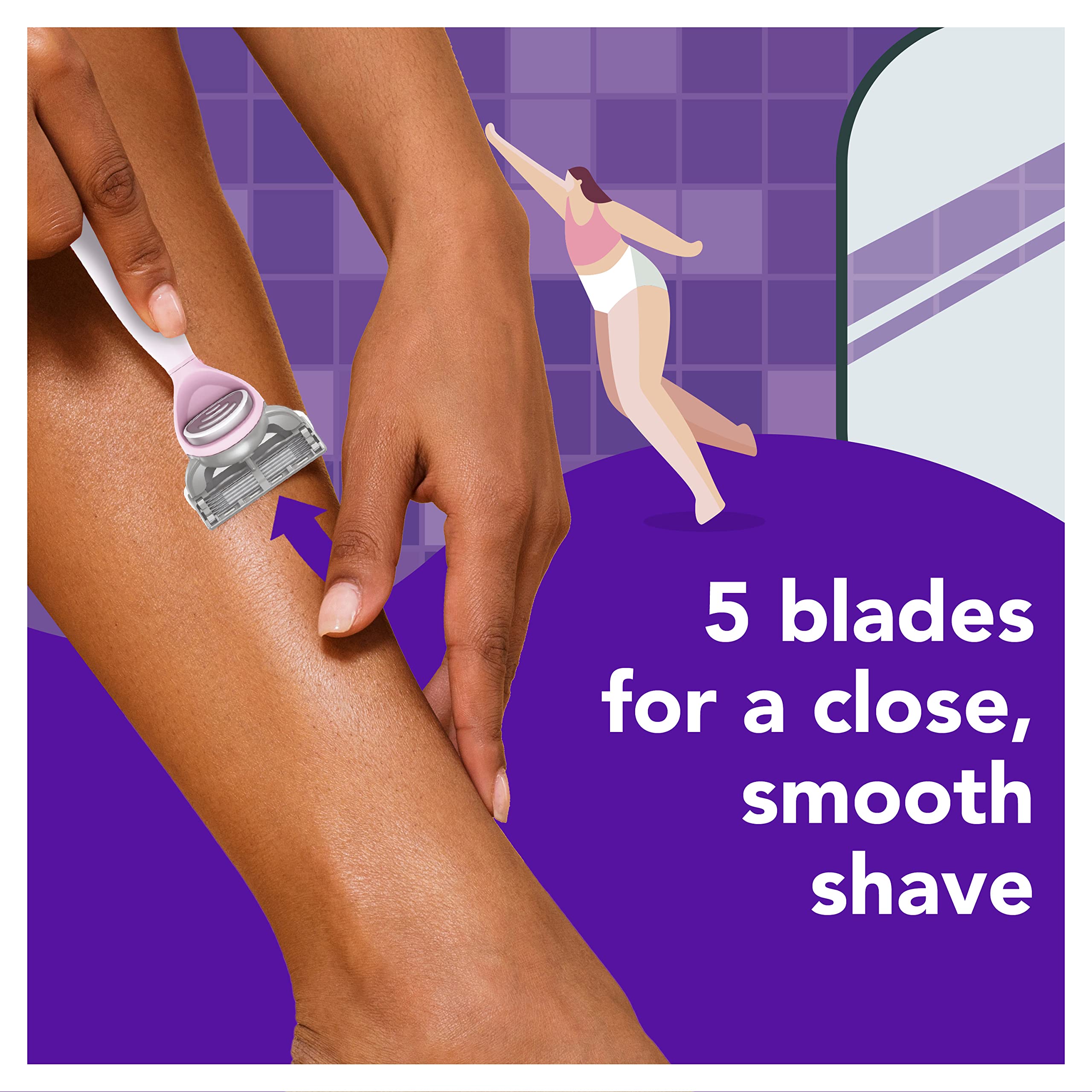Joy refill close-up displaying five blades for precise cutting and smooth skin