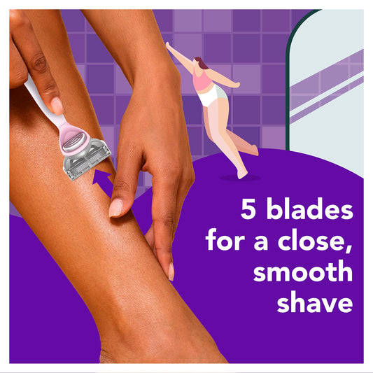 Joy refill close-up displaying five blades for precise cutting and smooth skin