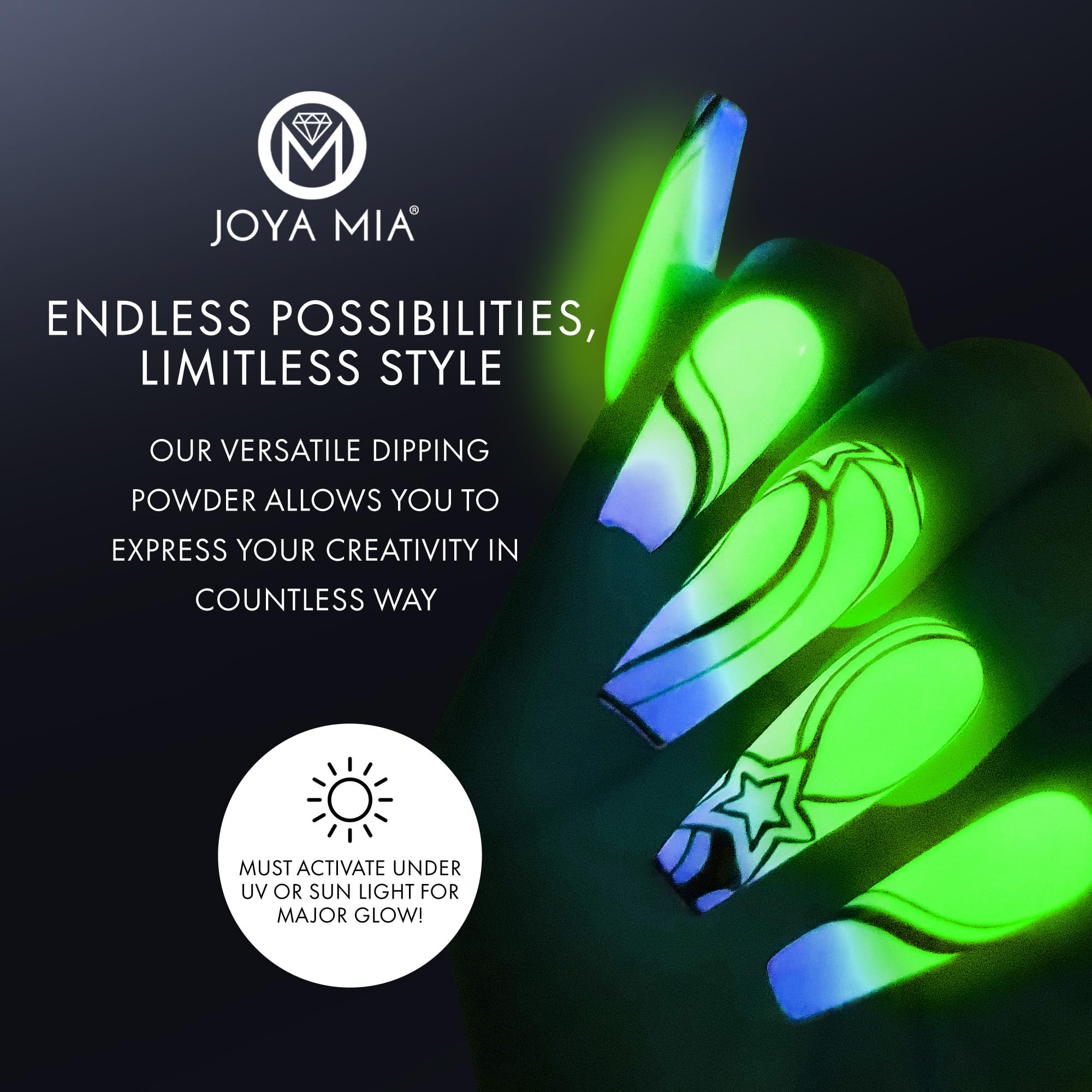 Joya Mia 2-ounce packaging keeps powder ready for multiple sessions.