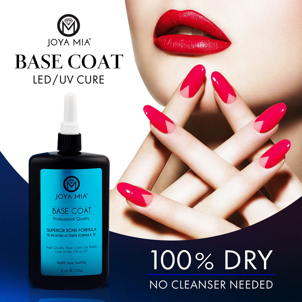 JOYA MIA base coat adhesion layer enhances bond for longer-lasting gel manicures.